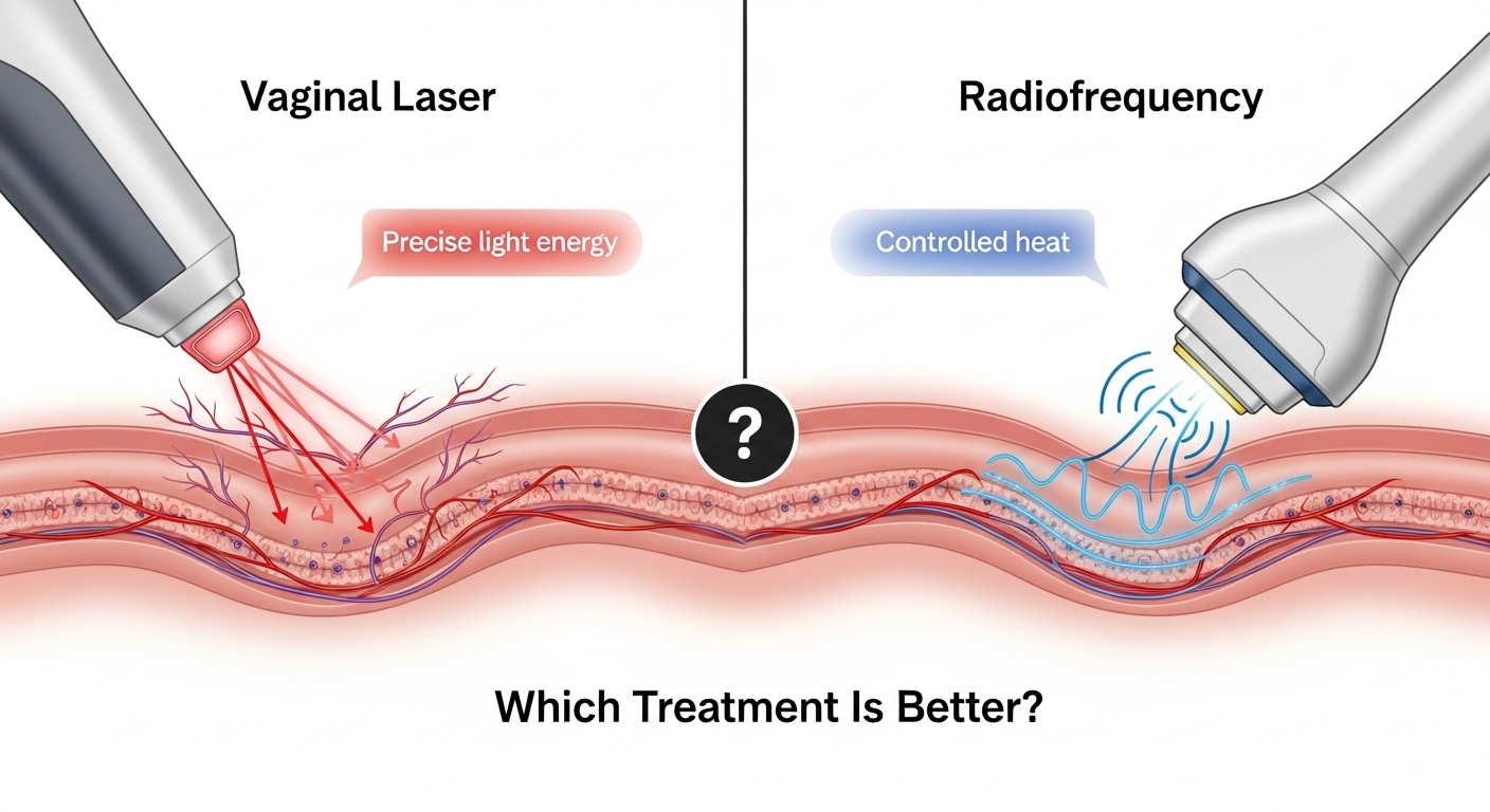 الليزر المهبلي مقابل التردد الحراري: أيهما أفضل لتجديد المهبل؟